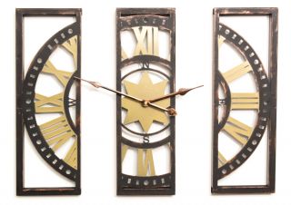Horloge de Jardin 40 cm  en Trois Parties Métalliques Site du Monde – Par About Time™