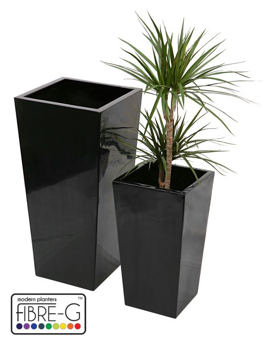 90cm x 43cm Grand Cache Pot Cubique en Fibre de Verre Noir et Gel