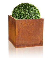 50cm Cache-pot Cube Acier Corten