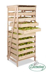 Rack de Stockage en Bois pour Pommes 10 Tiroirs  - H156cm x L60cm x P55cm par Lacewing™