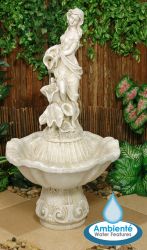 Fontaine Couleur Ivoire - Figurine Liliana sur Pilier - 97cm - Ambienté™