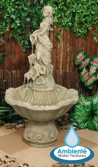 Fontaine Couleur Nacre - Figurine Liliana sur pilier - 97cm - Ambienté™