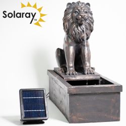 70cm Lion Assis Fontaine Solaire avec Lumières par Solaray™