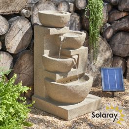 Fontaine Solaire Kendal 72 cm Cascade 4 Niveaux avec Éclairage par Solaray™