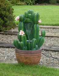 Fontaine d'Extérieur Cactus Fleuri en Pot