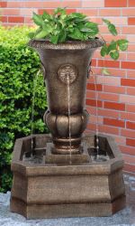 Fontaine en Polyresine Quatre Chutes et  Vase avec Cache-pot