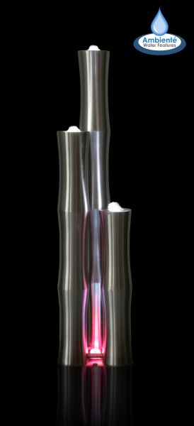 Fontaine d'Extérieure 3 Tubes En Acier Inoxydable (170cm/150cm) - Avec Lumières LED
