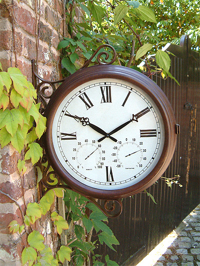 Horloge de Gare Exterieur Thermomètre Hygromètre Double Face