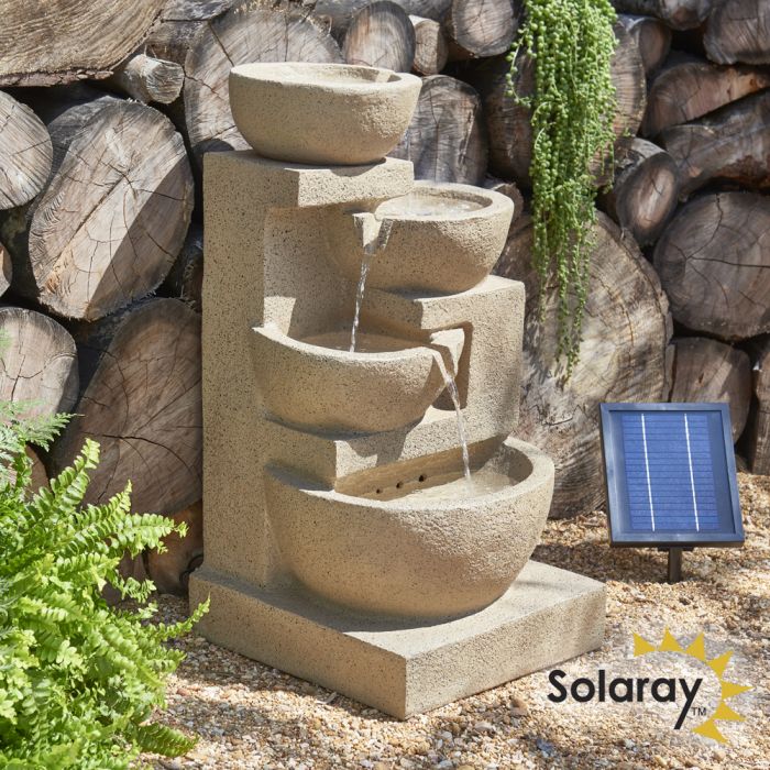 Fontaine Solaire Kendal 72 cm Cascade 4 Niveaux avec Éclairage par Solaray™  199,99 €