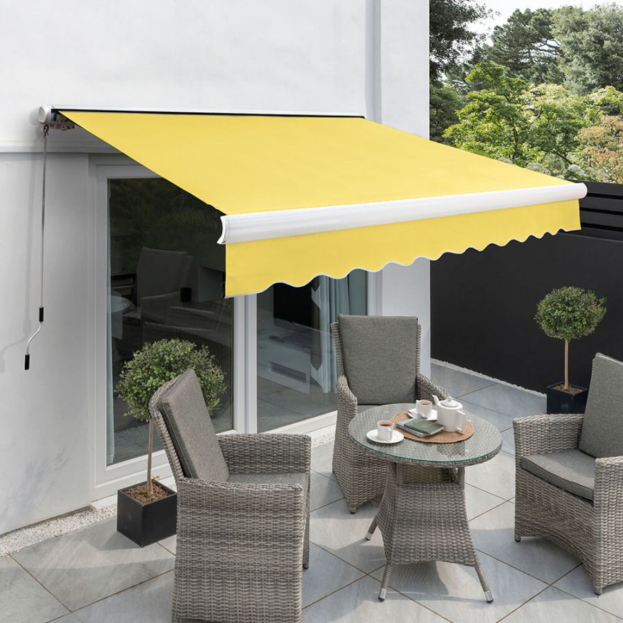 Store banne manuel Monobloc pour terrasse - Gris jaune - 2,5 x 2 m