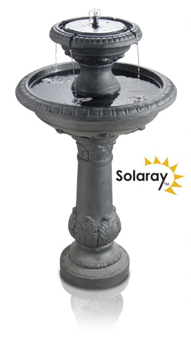 Fontaine Bain d'Oiseaux à 2 Étages Solaire Windsor Solaray™ - avec Lumières