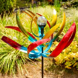 Moulin à Vent Oiseau de Paradis avec Globe Craquelé Solaire Diam 65cm par Primrose™