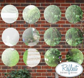 Ensemble de 12 Miroirs Circulaires en Acrylique pour Jardin Reflect™