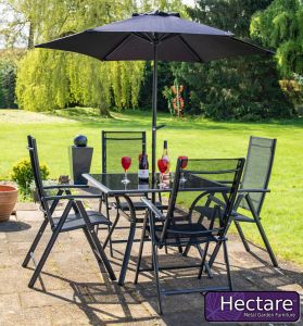 Kennet 4 Seater Square Super Polytex Dining Set In Black By Hectare®
