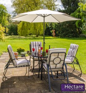 Hadleigh 4 Seater Reclining Steel Garden Dining Furniture Set In Black By Hectare®