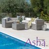 Sherborne - Canapé d'Angle Pour  Jardin 7 Places, avec Table/Repose-Pieds en Gris Mélangé - De Asha ™