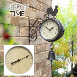 Horloge de Gare Extérieur avec Thermomètre Coq et Cloche - 47cm - About Time™