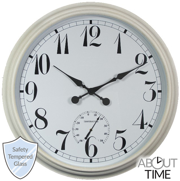 Grande Horloge d'Extérieur - Blanche - Thermomètre Hygromètre - 90 cm - About Time™