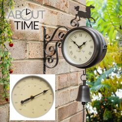 Horloge d'Exterieur Thérmomètre Hygromètre Cheval et Cloche - About Time™