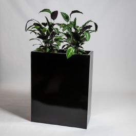 Jardinière Haute En Polystone Noir Brillant De 100 cm