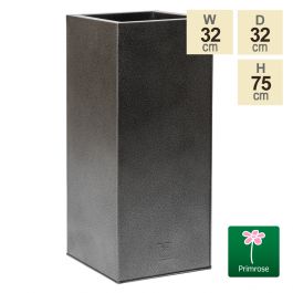 Jardinière Cube Long Galvanisée, en Zinc Enduite de Poudre, Texturée, Argent et Noire de 75 cm