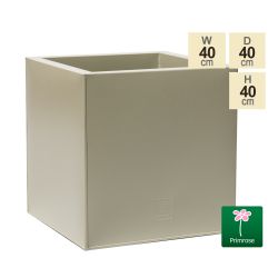 Jardinière Cube Galvanisée, en Zinc Enduite de Poudre, Texturée, Crème de 40 cm