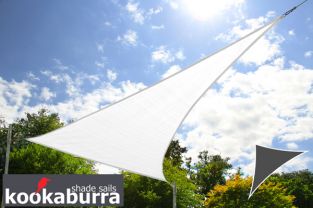 Voile d'Ombrage Blanc Polaire avec Coutures Jaune Triangle a angle droit 6m - Ajouré - 185g/m2 - Kookaburra®