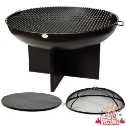 Kit Complet Brasero Barbecue 100cm avec Base Croisée en Noir - par La Fiesta