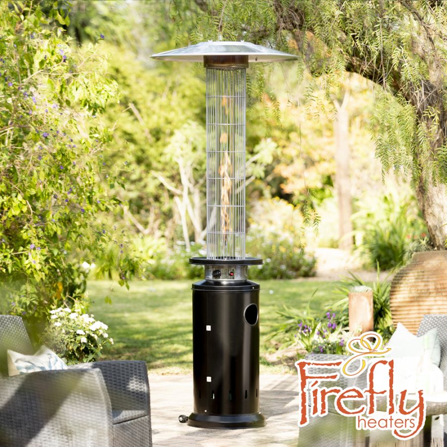Firefly Chauffe-Terrasse Colonne Noir à Gaz avec Flamme, 12 kW ™ 219,99 €
