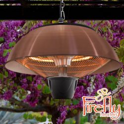Chauffage Électrique Suspendu  Lampe Radiant Halogène pour Jardin Terrasse et Intérieur Finition Cuivre 1.5kW IP34 Firefly™