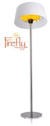 Parasol Chauffant Firefly avec Abat-Jour Blanc, Mt et Socle Acier Inoxydable 2.1KW