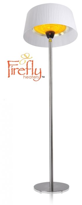 Parasol Chauffant Firefly­™ avec Abat-Jour Blanc, Mât et Socle Acier Inoxydable 2.1KW