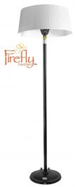 Parasol Chauffant Firefly­™ avec Abat-Jour Blanc, Mât et Socle Noirs 2.1KW