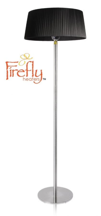 Parasol Chauffant Firefly­™ avec Abat-Jour Noir, Mât et Socle Acier Inoxydable 2.1KW