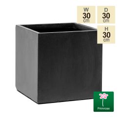 30 cm Cache-Pot Cube en Fibre d'Argile Gris Foncé