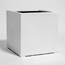 Jardinière Cube Blanc Brillant En Polystone De 50 cm