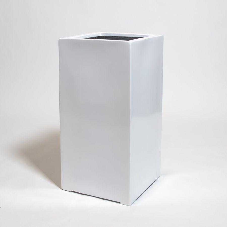 Jardinière Haute Cube Blanc Brillant En Polystone De 80 cm 129,99 €