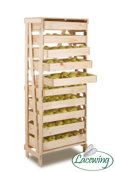 Rack de Stockage en Bois pour Pommes 10 Tiroirs  - H156cm x L60cm x P33cm par Lacewing™