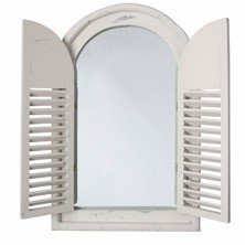 Miroir en Verre avec Volets Style Antique - Blanc