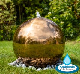 Fontaine Sphère 45 cm Effet Cuivré Inoxydable avec Lumières  par Ambienté