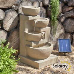 Fontaine Solaire Kendal 72 cm Cascade 4 Niveaux avec Éclairage par Solaray™