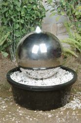 Fontaine 'Sphère' En Acier Inox Avec Éclairage LED