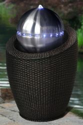 Fontaine Atlanta en Rotin synthétique Noir avec Sphère – Éclairage LED