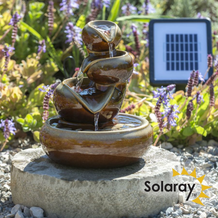 Fontaine Solaire Jarres à Huile Cosmos 25 cm Marron par Solaray™