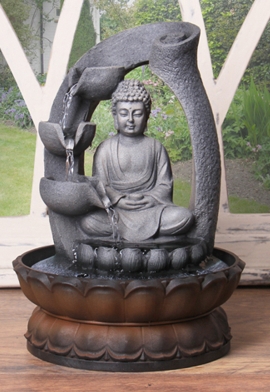 Fontaine d'intérieur Bouddha avec Eclairage - L20.5cm x H30cm