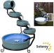 H55cm Myrtos Turquoise Solar Cascading Ceramic Water Feature with Lights by Solaray