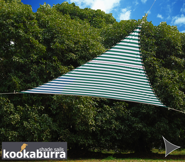 Voile d'Ombrage Verte Et Blanche Triangle 3,6m - Imperméable - 160g/m2 - Kookaburra®