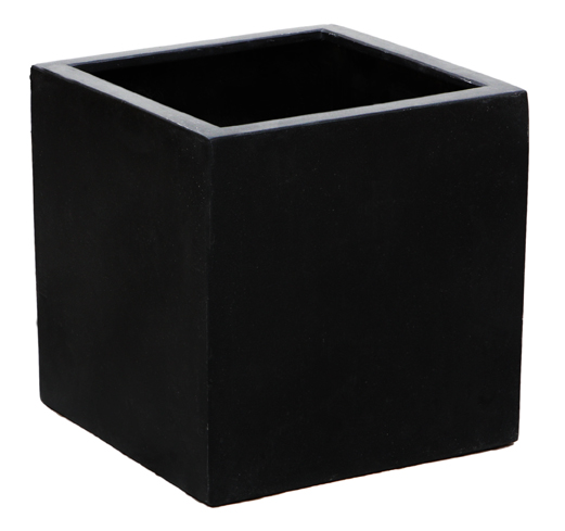 30cm Moyen Cache-Pot Cube Polystone Noir