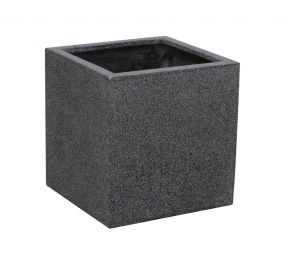 20cm Petit Cache-Pot Poly Terrazzo Cube – Noir