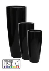 Cache-Pot Cylindrique Haut en Fibre de Verre – Revêtement en Gel Noir – Petit – Hauteur 88 cm x 40 cm.